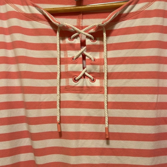 T. By Talbots size L Terry Cloth pink and white striped casual dress. - Picture 3 of 4